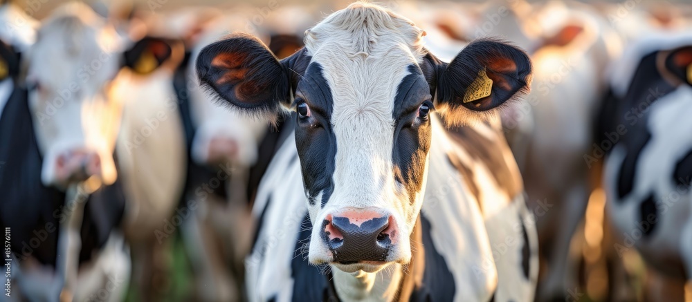 Aufkleber cows in a farm. Dairy cows in a farm. with copy space image. Place for adding text or design