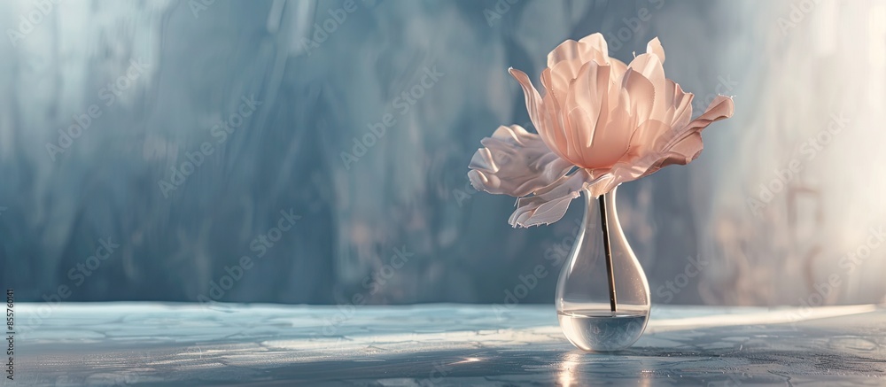 Leinwandbilder plastic flower in vase on table. with copy space image. place for adding text or design