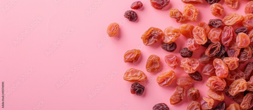Aufkleber raisins Isolated on pastel background  Food  Isolated. with copy space image. Place for adding text or design