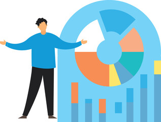 Boy standing with chart graph.