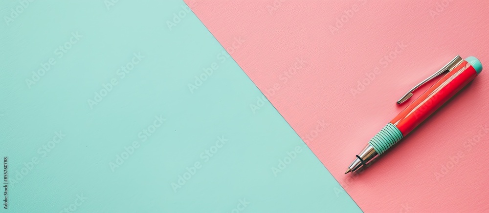 Poster pen over note book pastel background Red  Pen  Isolated. with copy space image. Place for adding text or design
