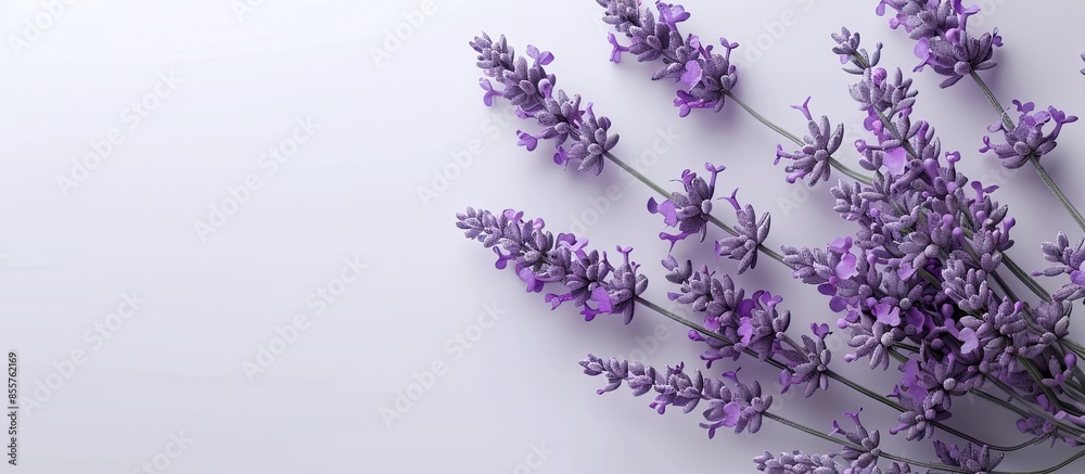 Aufkleber bunch of lavender flowers isolated on a white pastel background. with copy space image. place for ad