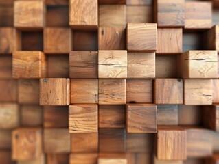 abstract wooden block wall pattern texture background.