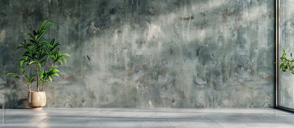 Poster green blank concrete wall at home . closeup photo. selective focus. with copy space image. place for