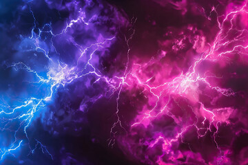Fototapeta premium Generative ai on theme of scary bright electric lightning bolt with branches in the night dark sky