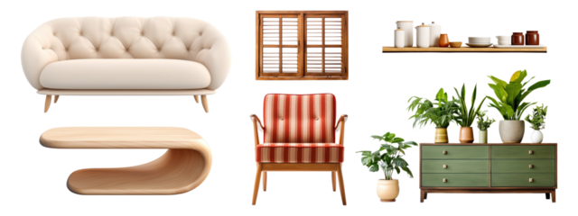 PNG Modern furniture  cut out element set