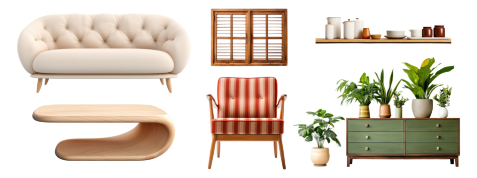 PNG Modern furniture  cut out element set