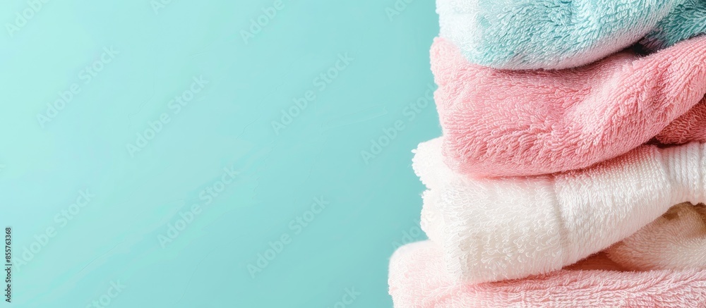 Poster towels on the drying rack. Towel drying Background. with copy space image. Place for adding text or design