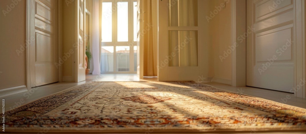 Poster photos of carpet on the floor decorated inside the room. with copy space image. place for adding tex