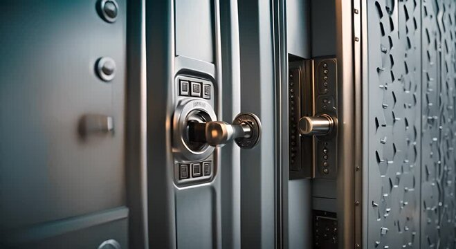 Bank cabinet door with secret combination lock