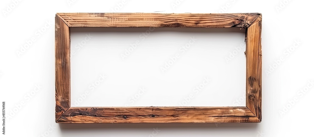 Poster one-piece vintage wooden frame, isolated on white background. natural patterns, texture. with copy s