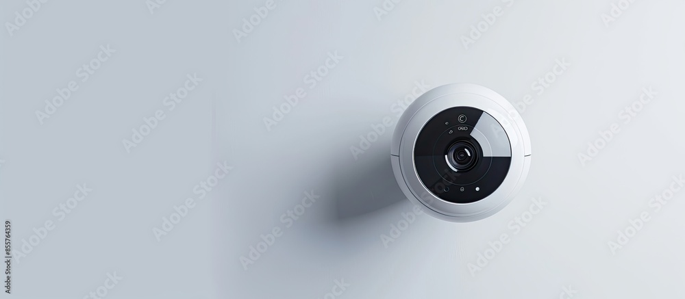 Aufkleber Closed up of Smart home wireless security camera isolated on white background, using for security monitoring or private cctv. Copy space image. Place for adding text or design