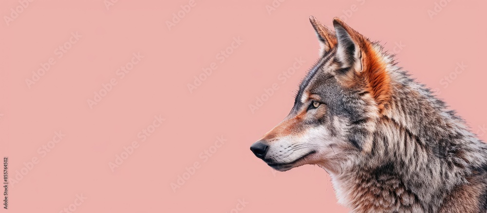 Poster wolf isolated on pastel background wolf isolated nature. with copy space image. place for adding tex