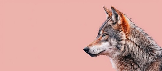 Fototapeta premium wolf Isolated on pastel background Wolf Isolated Nature. with copy space image. Place for adding text or design