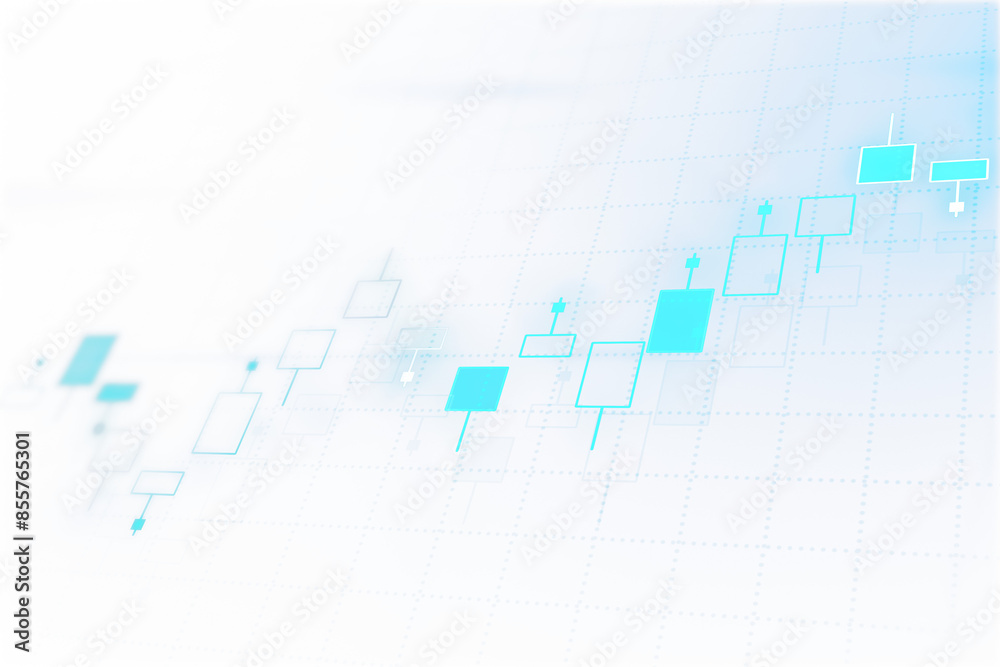 Aufkleber An abstract image of blue geometric shapes on a gradient white background that fades to transparency, depicting a technology concept