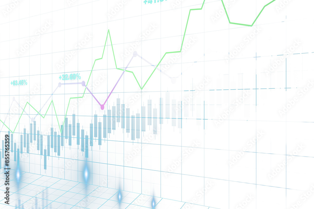 Poster financial chart depicting market trends and analysis on a grid background, with a focus on data visu