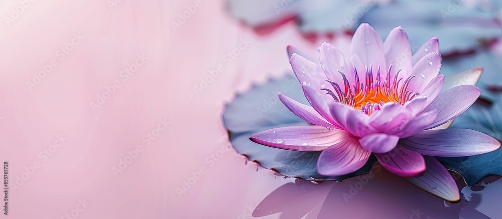 Aufkleber isolated image of purple lotus flower on pastel background. with copy space image. place for adding 