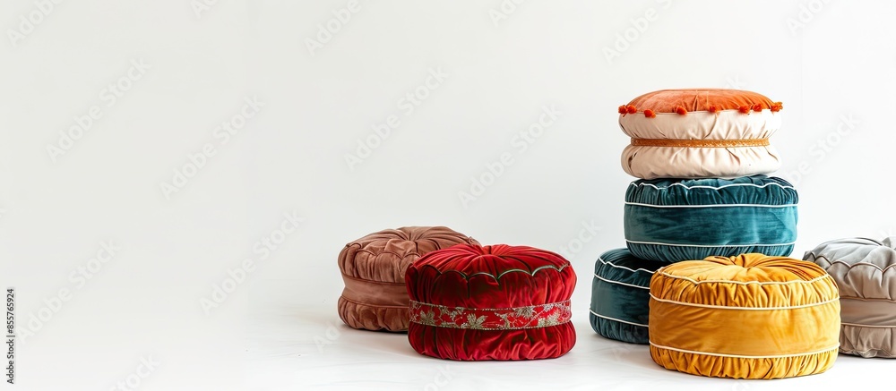Poster Ottoman pouf isolated on white background. with copy space image. Place for adding text or design