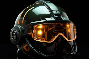 Fototapeta premium Generative ai on theme of beautiful futuristic space helmet, autonomous programmable new technique