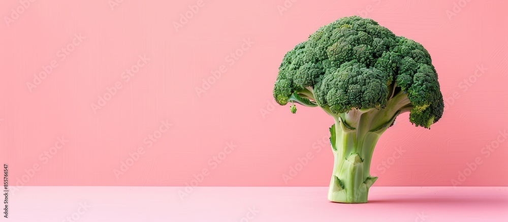 Leinwandbilder Fresh broccoli Isolated on pastel background Food  Isolated. with copy space image. Place for adding text or design