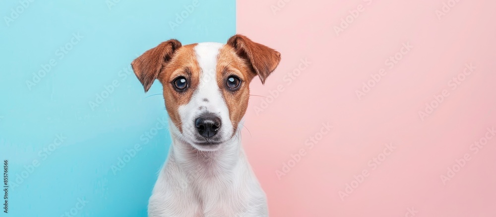 Aufkleber jack russel terrier in front of pastel background Isolated. with copy space image. Place for adding text or design