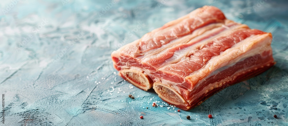 Poster pork belly on pastel background food isolated pastel. with copy space image. place for adding text o