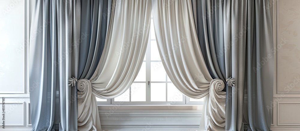 Poster curtains in a classic style as an adornment interiors. with copy space image. Place for adding text or design
