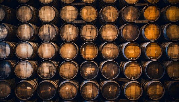 Cellar with whiskey barrels