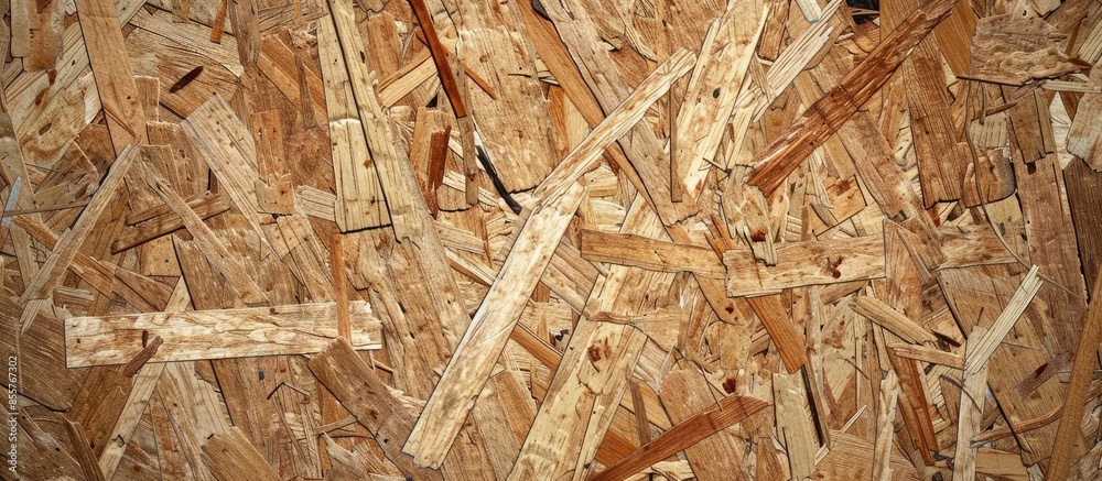 Poster Wooden chipboard, rough, extra coarse surface vignette grunge texture. with copy space image. Place for adding text or design