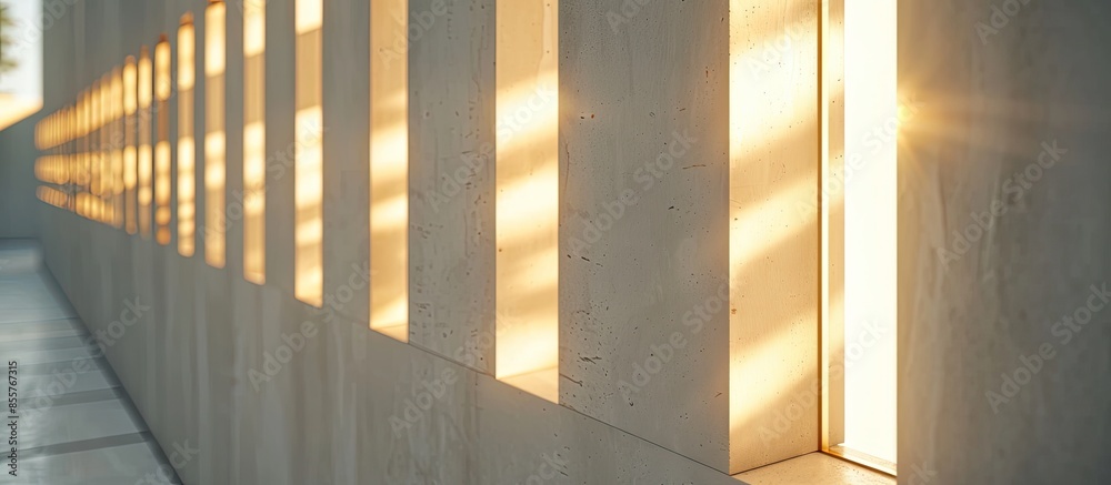 Poster The modern wall vertical cutouts close-up backlight. with copy space image. Place for adding text or design