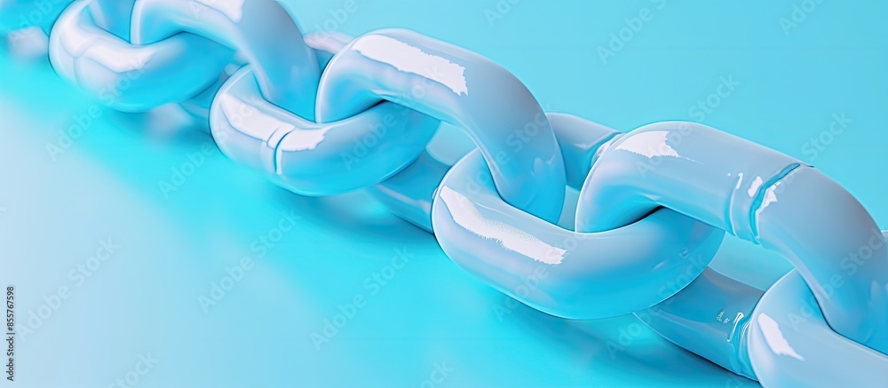 Poster Blue chain concept rendered on pastel background  . with copy space image. Place for adding text or design