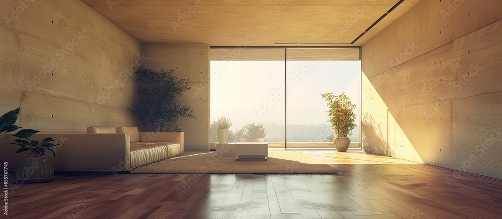 Poster Empty room of furnished modern house. with copy space image. Place for adding text or design