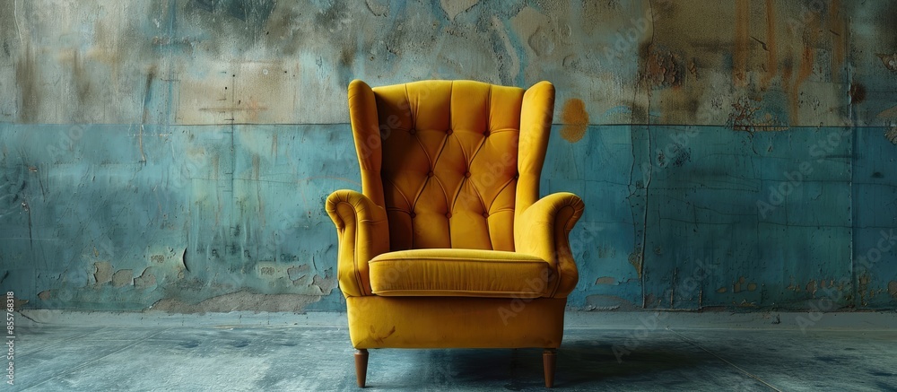 Poster yellow chair. with copy space image. place for adding text or design