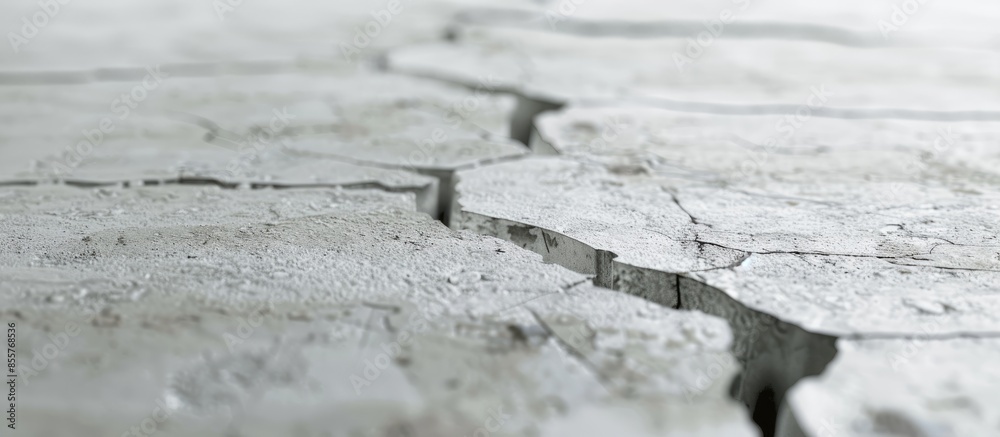 Aufkleber Cracked concrete floor cement wall broken at the outside effect with earthquake. with copy space image. Place for adding text or design