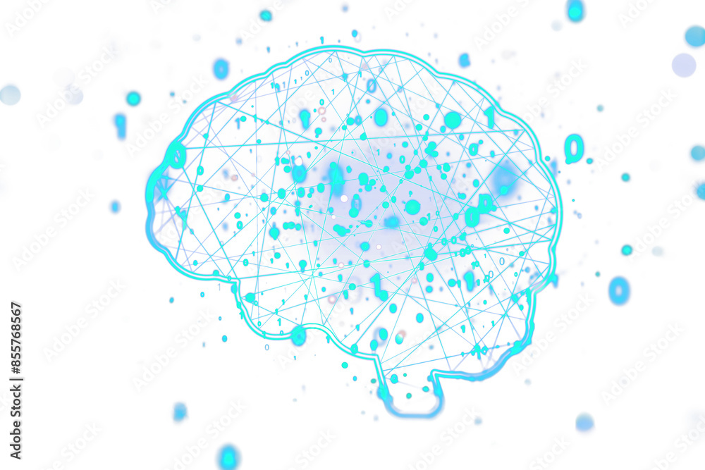 Poster a digital illustration of a brain with network connections on a white background, symbolizing the co