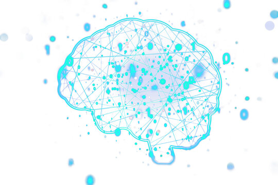 A digital illustration of a brain with network connections on a white background, symbolizing the concept of artificial intelligence