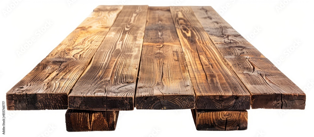 Aufkleber Wooden table isolated on white background. with copy space image. Place for adding text or design