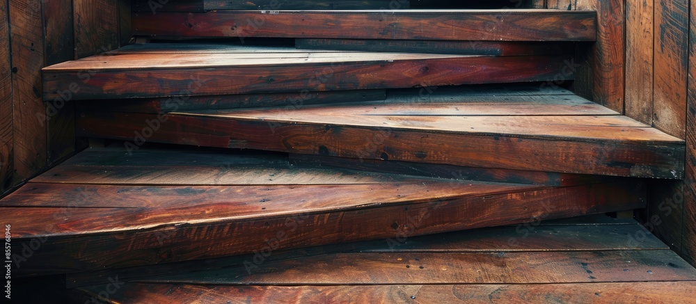 Poster wooden staircase. with copy space image. Place for adding text or design