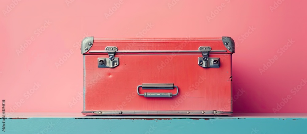 Poster Tool box Isolated on pastel background Toolbox   Business. with copy space image. Place for adding text or design