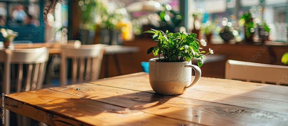 Aufkleber Pot in the cafe                               . with copy space image. Place for adding text or design