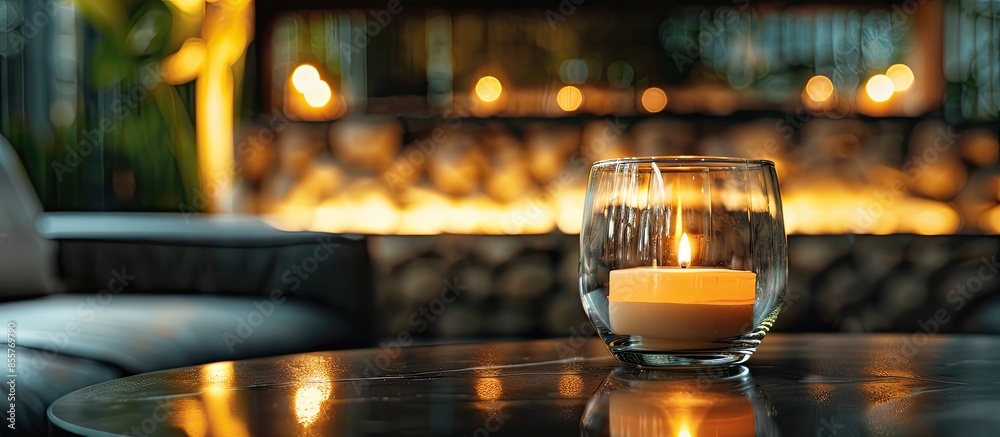 Aufkleber candle and glass. with copy space image. place for adding text or design