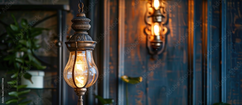 Poster Light fixture handmade in vintage style, close-up. with copy space image. Place for adding text or design