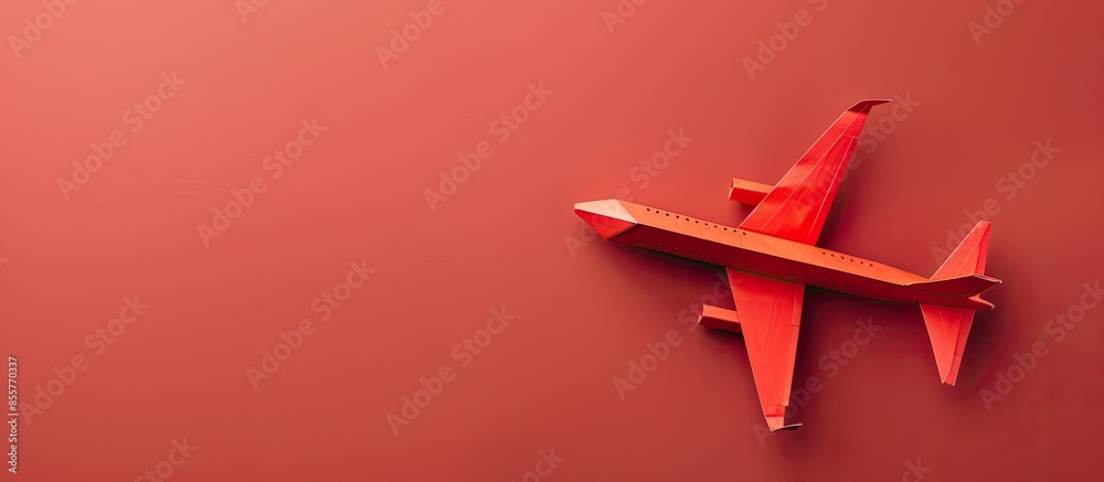 Poster Red plane made of paper metaphor for rev up to business success. Copy space image. Place for adding text or design