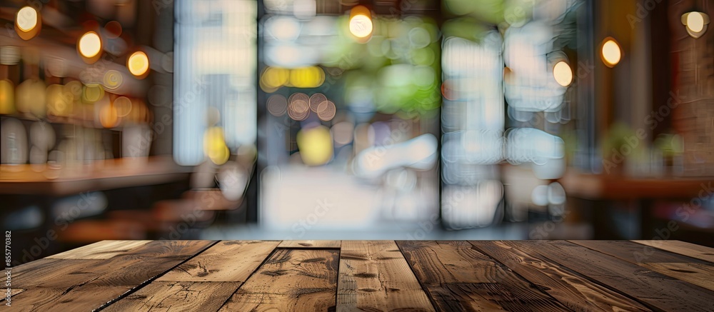 Aufkleber Table Top And Blur Interior of Background. with copy space image. Place for adding text or design