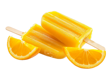 Orange Popsicle and Orange Slices isolated on transparent background png