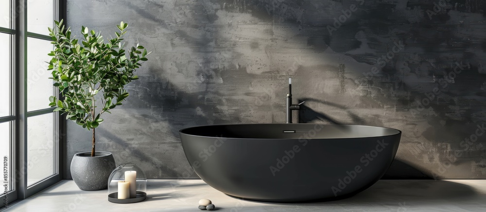 Poster faucet and sink decoration in bathroom interior. with copy space image. place for adding text or des
