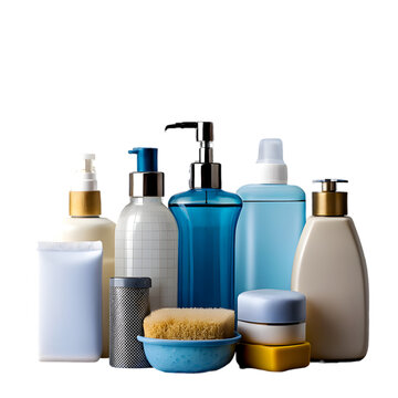 set of cosmetic bottles, toiletries mockup