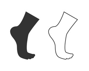 Foot on toes or podiatry flat style vector line icon