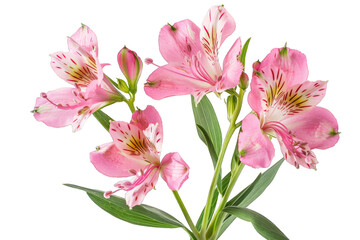 Fototapeta premium Pink Alstroemeria Flowers isolated on transparent background png