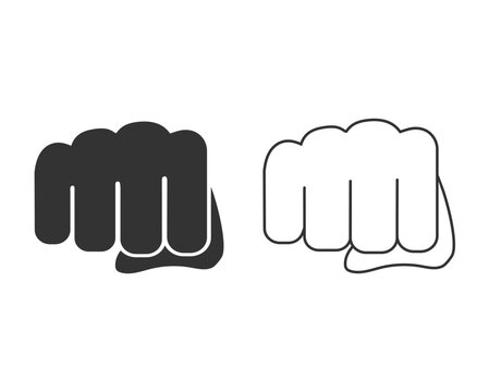 Hand fist emoticon line icon. Fist emoji raised protest concept icon vector